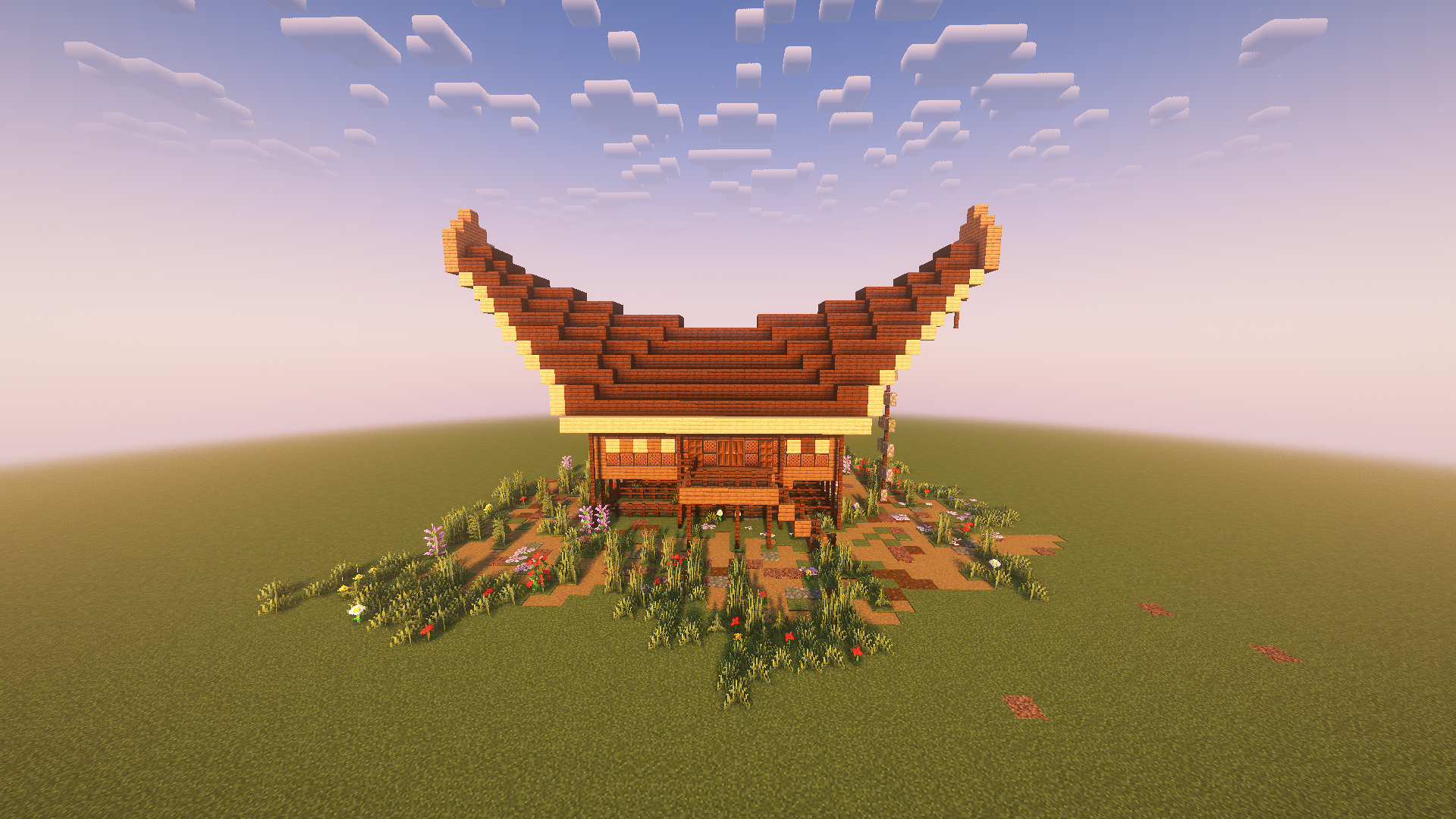 Foto kreasi rumah adat Toraja di Minecarft