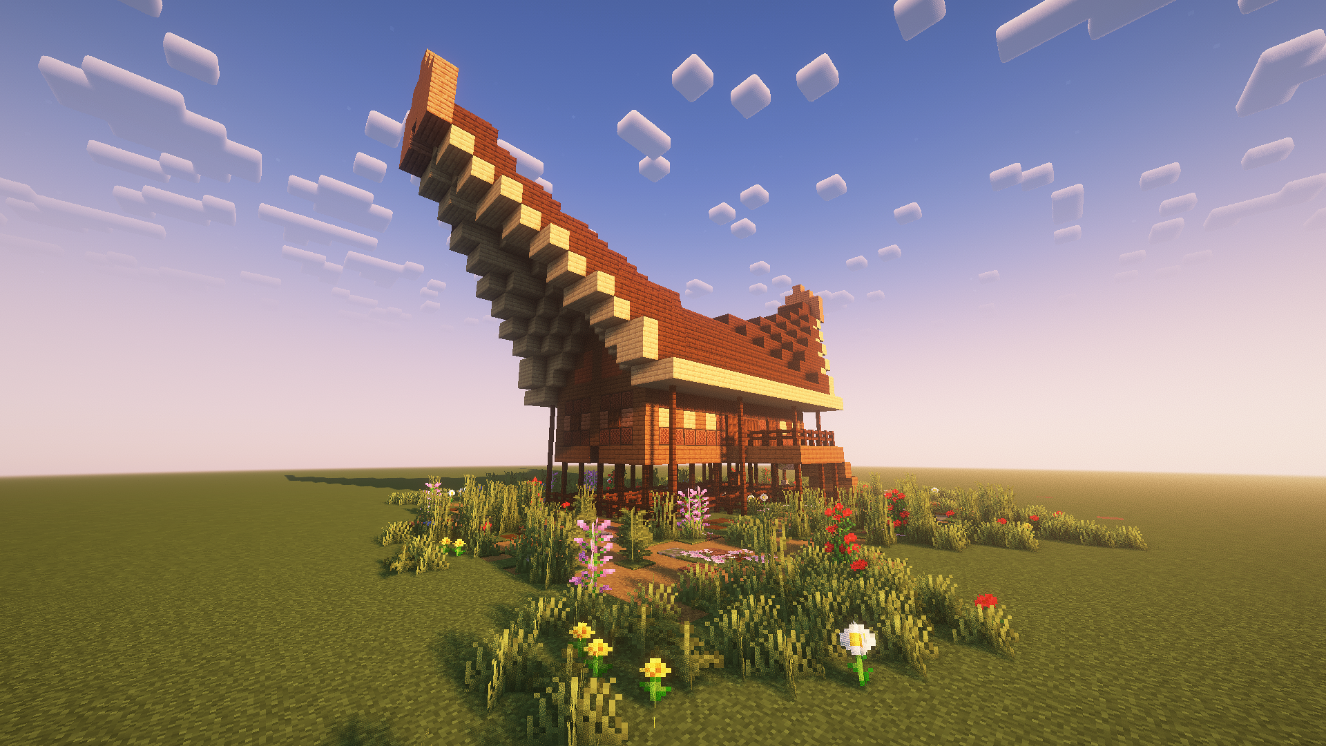 Foto kreasi rumah adat Toraja di Minecarft