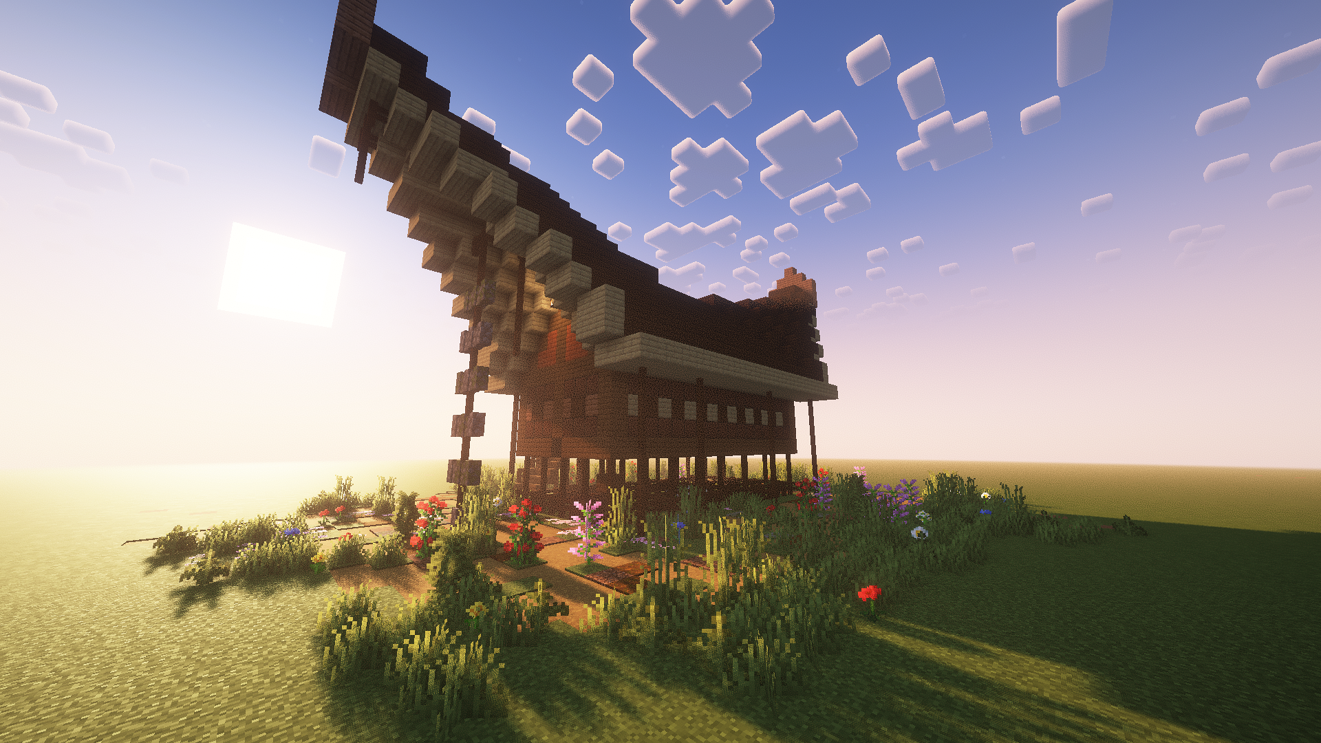 Foto kreasi rumah adat Toraja di Minecarft