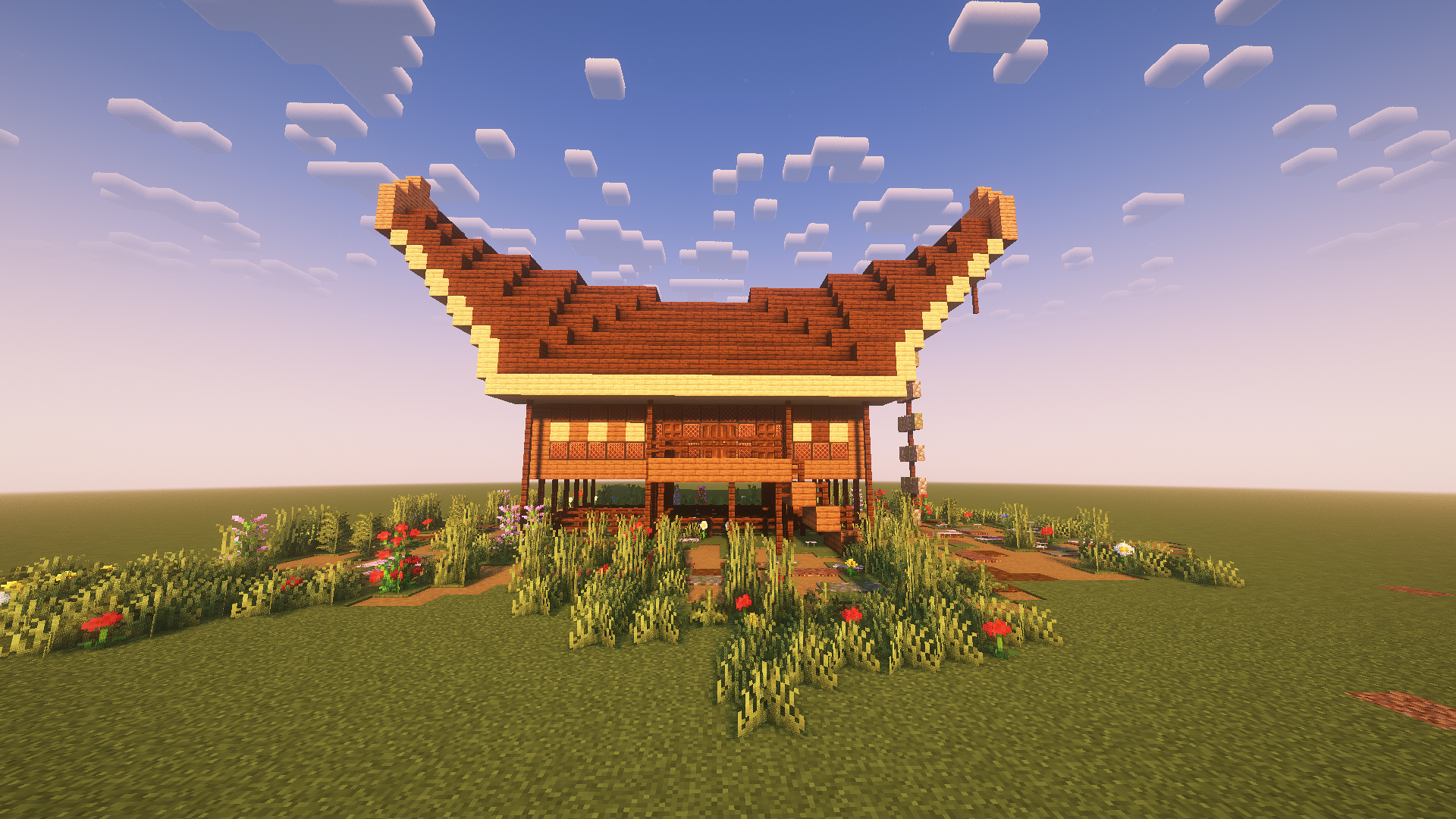 Foto kreasi rumah adat Toraja di Minecarft