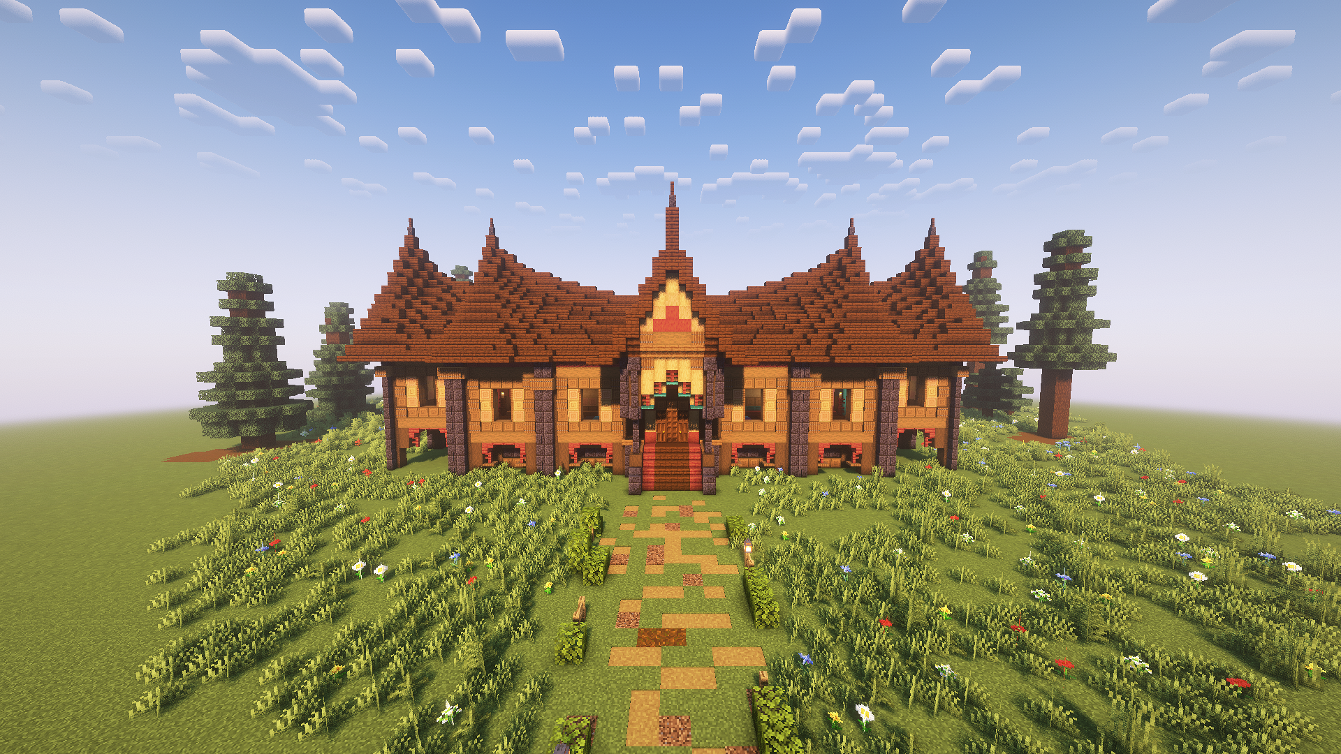 Foto kreasi rumah adat Gadang di Minecarft